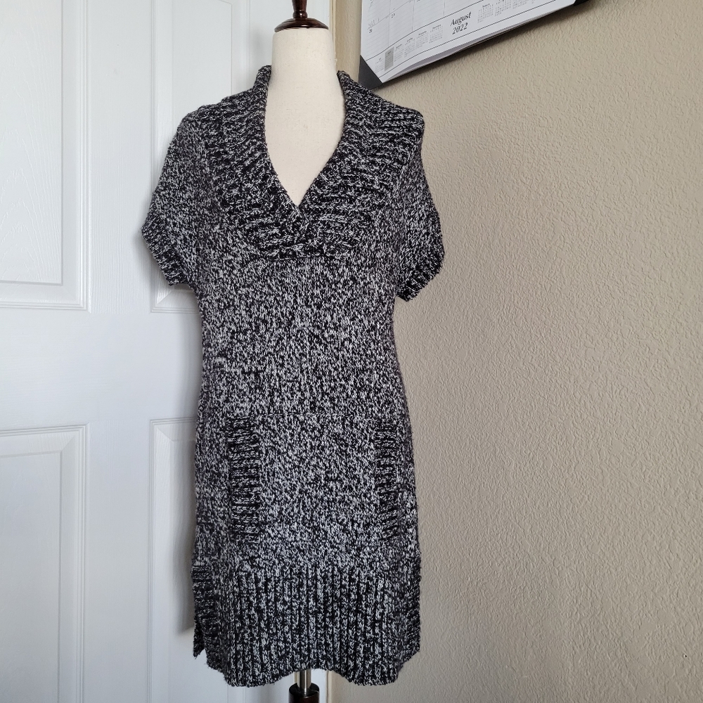 Cowl Neck Knit Kangaroo Pocket Mini Dress Size  L